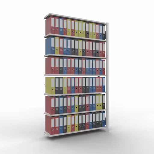 Abbildung Nr 13 des Artikels Anbauregal, Büro-Fachbodenregal Stecksystem MULTIplus85, 2300 x 1300 x 300 mm (HxBxT), 7 Fachböden, Kreuzstrebe, ohne Anschlagleiste, lichtgrau aus der Produktgruppe Büroregale von der Marke Schulte Lagertechnik