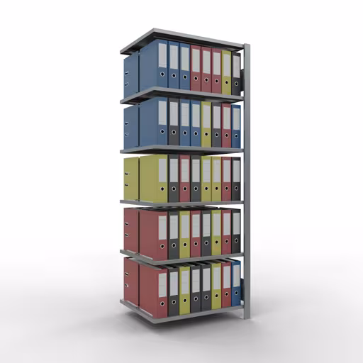 Abbildung Nr 15 des Artikels Anbauregal, Büro-Fachbodenregal Stecksystem MULTIplus150, 2000 x 750 x 600 mm (HxBxT), 6 Fachböden, Längenriegel, verzinkt, mit Mittelanschlag aus der Produktgruppe Büroregale von der Marke Schulte Lagertechnik