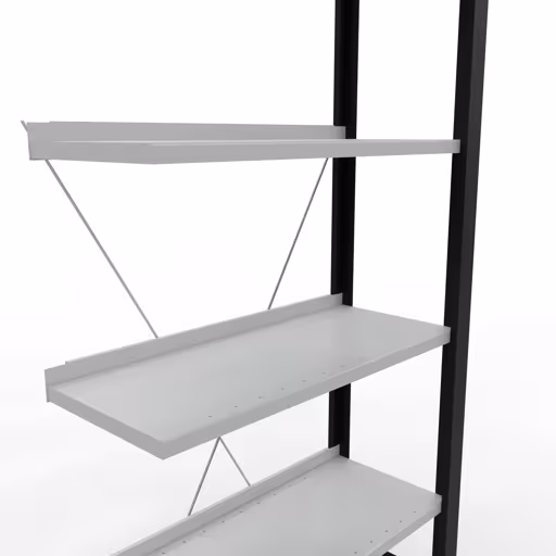 Abbildung Nr 14 des Artikels Anbauregal, Büro-Fachbodenregal Stecksystem MULTIplus85, 2000 x 750 x 300 mm (HxBxT), 6 Fachböden, Kreuzstrebe, mit Anschlagleiste, schwarz/lichtgrau aus der Produktgruppe Büroregale von der Marke Schulte Lagertechnik