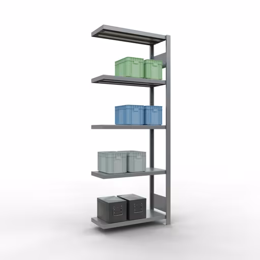 Abbildung Nr 10 des Artikels Anbauregal, Fachbodenregal Stecksystem MULTIplus250, 2000 x 750 x 300 mm (HxBxT), 5 Fachböden, Längenriegel, verzinkt aus der Produktgruppe Stecksystem von der Marke Schulte Lagertechnik