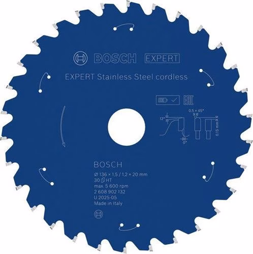 Kreissägeblatt EXPERT Stainless Steel Außen-Ø 136 mm Zähnezahl 30 Bohrung 20 mm Schnittbreite 1,5 mm HM HLTCG BOSCH