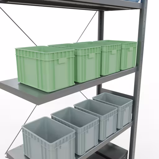 Zusatzbild des Artikels Anbauregal, Fachbodenregal Stecksystem MULTIplus250, 3000 x 1000 x 400 mm (HxBxT), 7 Fachböden, Kreuzstrebe, verzinkt Zusatzbild des Artikels Anbauregal, Fachbodenregal Stecksystem MULTIplus250, 3000 x 1000 x 400 mm (HxBxT), 7 Fachböden, Kreuzstrebe, verzinkt aus Anbauregal