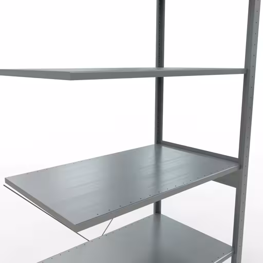 Anbauregal, Fachbodenregal Stecksystem MULTIplus85, 2500 x 1000 x 600 mm (HxBxT), 6 Fachböden, Kreuzstrebe, verzinkt von Schulte Lagertechnik aus der Kategorie Stecksystem