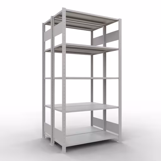 Grundregal, Doppelregal, Fachbodenregal Stecksystem MULTIplus150, 2000 x 1000 x (2x400) mm (HxBxT), 2x5 Fachböden, Längenriegel, RAL 7035 lichtgrau von der Marke Schulte Lagertechnik Grundregal, Doppelregal, Fachbodenregal Stecksystem MULTIplus150, 2000 x 1000 x (2x400) mm (HxBxT), 2x5 Fachböden, Längenriegel, RAL 7035 lichtgrau aus der Kategorie Doppelregale mit der Artikelnummer 33140