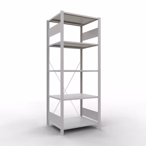 Grundregal, Fachbodenregal Stecksystem MULTIplus150, 2000 x 750 x 600 mm (HxBxT), 5 Fachböden, Kreuzstrebe, RAL 7035 lichtgrau von der Marke Schulte Lagertechnik Grundregal, Fachbodenregal Stecksystem MULTIplus150, 2000 x 750 x 600 mm (HxBxT), 5 Fachböden, Kreuzstrebe, RAL 7035 lichtgrau aus der Kategorie Grundregal mit der Artikelnummer 32660-75