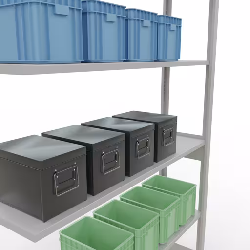 Anbauregal, Fachbodenregal Stecksystem MULTIplus150, 2500 x 1300 x 300 mm (HxBxT), 6 Fachböden, Längenriegel, RAL 7035 lichtgrau mit der GTIN 4004514292674 Anbauregal, Fachbodenregal Stecksystem MULTIplus150, 2500 x 1300 x 300 mm (HxBxT), 6 Fachböden, Längenriegel, RAL 7035 lichtgrau von Schulte Lagertechnik mit der Artikelnr. 32636-130-LR