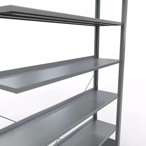 Abbildung Nr 12 des Artikels Anbauregal, Büro-Fachbodenregal Stecksystem MULTIplus85, 2300 x 1300 x 300 mm (HxBxT), 7 Fachböden, Kreuzstrebe, verzinkt, mit Anschlagleiste aus der Produktgruppe Büroregale von der Marke Schulte Lagertechnik