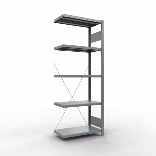 Anbauregal, Fachbodenregal Stecksystem MULTIplus250, 2000 x 750 x 400 mm (HxBxT), 5 Fachböden, Kreuzstrebe, verzinkt von der Marke Schulte Lagertechnik Anbauregal, Fachbodenregal Stecksystem MULTIplus250, 2000 x 750 x 400 mm (HxBxT), 5 Fachböden, Kreuzstrebe, verzinkt aus der Kategorie Anbauregal mit der Artikelnummer 12945-75