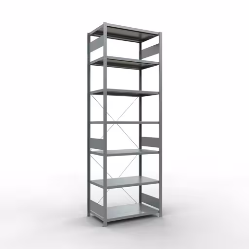 Grundregal, Fachbodenregal Stecksystem MULTIplus330, 3000 x 1000 x 600 mm (HxBxT), 7 Fachböden, Kreuzstrebe, verzinkt aus der Kategorie Grundregal mit der Artikelnummer 13962