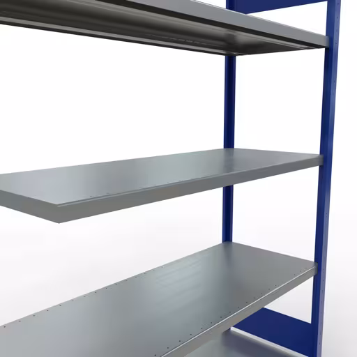 Abbildung Nr 15 des Artikels Anbauregal, Fachbodenregal Stecksystem MULTIplus250, 2000 x 1300 x 500 mm (HxBxT), 5 Fachböden, Längenriegel, RAL 5010 enzianblau/verzinkt aus der Produktgruppe Stecksystem von der Marke Schulte Lagertechnik