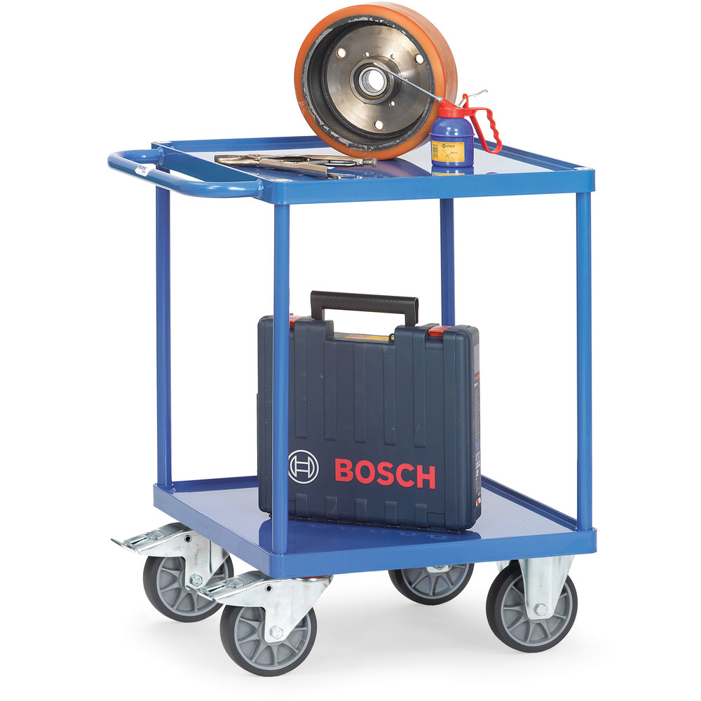 Tischwagen 2496W - Stahlblech Stahlrohr und Stahlprofile verschweißt, pulverbeschichtet in blau glänzend RAL 5007