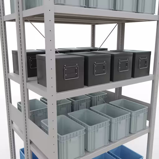 Grundregal, Doppelregal, Fachbodenregal Stecksystem MULTIplus250, 3000 x 1000 x (2x400) mm (HxBxT), 2x7 Fachböden, Kreuzstrebe, RAL 7035 lichtgrau mit der GTIN 4058255035434 Grundregal, Doppelregal, Fachbodenregal Stecksystem MULTIplus250, 3000 x 1000 x (2x400) mm (HxBxT), 2x7 Fachböden, Kreuzstrebe, RAL 7035 lichtgrau von Schulte Lagertechnik mit der Artikelnr. 32142-G