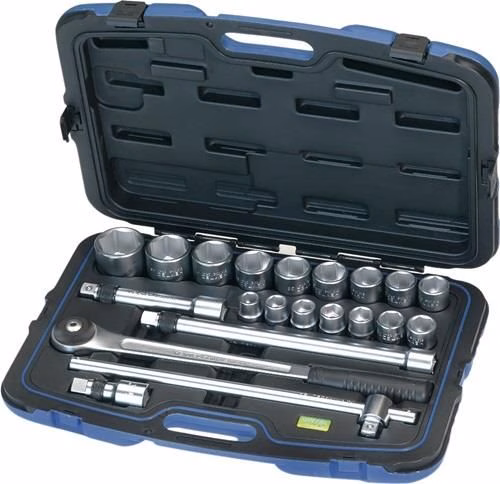 Set di chiavi a bussola 50810131080, 21 pezzi, 3/4 di pollice, 19-50 mm, 72 denti, 6 punte, HEYTEC, della categoria "Assortimento di chiavi a bussola 3/4" con codice articolo 4000824576