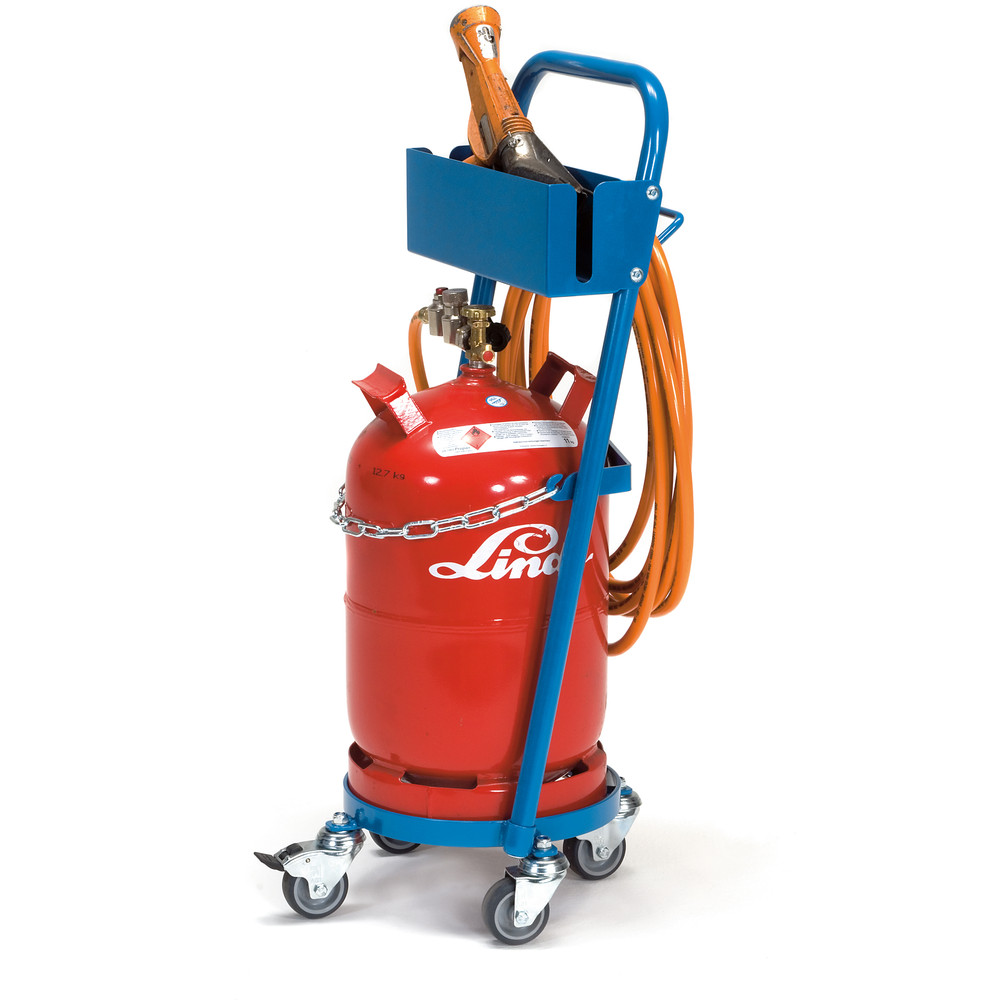 Anwendungsbild 3829751 Stahlflaschenroller 51300T-S Mit Schlauch- und Schrumpfpistolenhalter