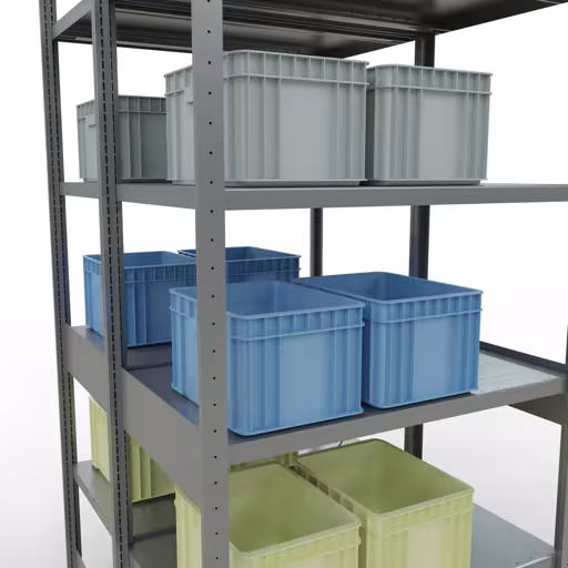 Grundregal, Doppelregal, Fachbodenregal Stecksystem MULTIplus250, 2500 x 1000 x (2x600) mm (HxBxT), 2x6 Fachböden, Kreuzstrebe, verzinkt mit der Artikelnr. 14261-G Grundregal, Doppelregal, Fachbodenregal Stecksystem MULTIplus250, 2500 x 1000 x (2x600) mm (HxBxT), 2x6 Fachböden, Kreuzstrebe, verzinkt von Schulte Lagertechnik aus der Kategorie Fachbodenregale