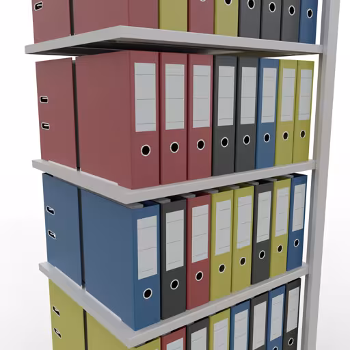 Abbildung Nr 9 des Artikels Anbauregal, Büro-Fachbodenregal Stecksystem MULTIplus150, 2300 x 750 x 600 mm (HxBxT), 7 Fachböden, Längenriegel, ohne Mittelanschlag, lichtgrau aus der Produktgruppe Büroregale von der Marke Schulte Lagertechnik