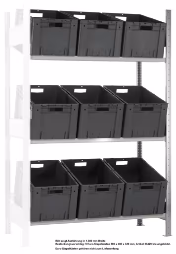 Anbauregal, Schrägbodenregal MULTIplus150, 2000 x 1300 x 600 mm (HxBxT), verzinkt/RAL 7035 lichtgrau, 3 Fachböden von der Marke Schulte Lagertechnik Anbauregal, Schrägbodenregal MULTIplus150, 2000 x 1300 x 600 mm (HxBxT), verzinkt/RAL 7035 lichtgrau, 3 Fachböden aus der Kategorie Kanbanregale mit der Artikelnummer 13681