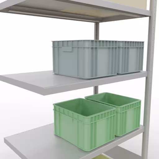 Anbauregal, Fachbodenregal Stecksystem MULTIplus330, 2000 x 1000 x 600 mm (HxBxT), 5 Fachböden, Längenriegel, RAL 7035 lichtgrau von Schulte Lagertechnik aus der Kategorie Stecksystem