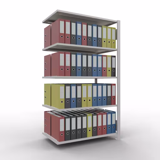 Abbildung Nr 12 des Artikels Anbauregal, Büro-Fachbodenregal Stecksystem MULTIplus150, 1800 x 1000 x 600 mm (HxBxT), 5 Fachböden, Längenriegel, ohne Mittelanschlag, lichtgrau aus der Produktgruppe Büroregale von der Marke Schulte Lagertechnik
