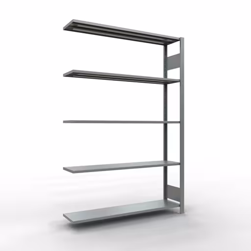 Anbauregal, Fachbodenregal Stecksystem MULTIplus150, 2000 x 1300 x 300 mm (HxBxT), 5 Fachböden, Längenriegel, verzinkt aus der Kategorie Anbauregal mit der Artikelnummer 12735-130-LR