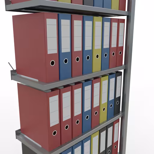 Abbildung Nr 11 des Artikels Anbauregal, Büro-Fachbodenregal Stecksystem MULTIplus85, 2300 x 750 x 300 mm (HxBxT), 7 Fachböden, Kreuzstrebe, verzinkt, mit Anschlagleiste aus der Produktgruppe Büroregale von der Marke Schulte Lagertechnik
