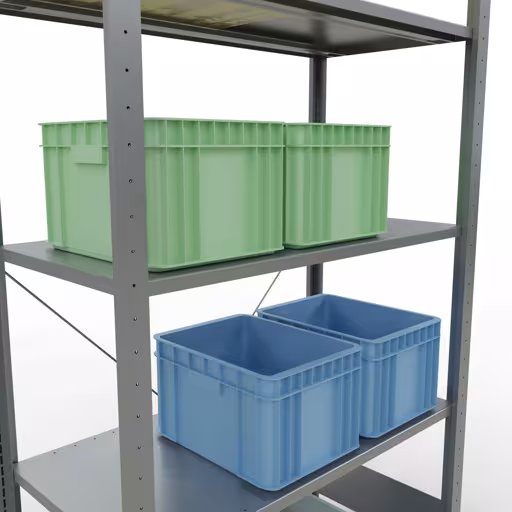Grundregal, Fachbodenregal Stecksystem MULTIplus85, 2000 x 1000 x 500 mm (HxBxT), 5 Fachböden, Kreuzstrebe, verzinkt von Schulte Lagertechnik aus der Kategorie Stecksystem
