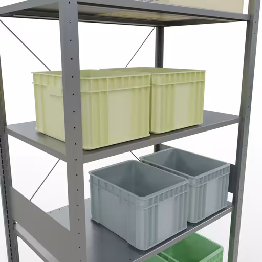Grundregal, Fachbodenregal Stecksystem MULTIplus150, 3000 x 1000 x 600 mm (HxBxT), 7 Fachböden, Kreuzstrebe, verzinkt von Schulte Lagertechnik aus der Kategorie Stecksystem