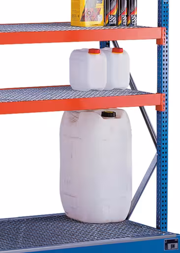 W 100 Umweltregal-Set, Anbauregal, 2000 x 1250 x 600 mm, blau/orange/verzinkt von der Marke Schulte Lagertechnik aus der Produktreihe Weitspannregale