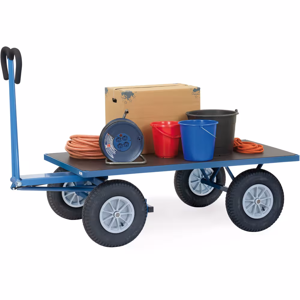 Handpritschenwagen offen Baukasten-System, aus Profilstahl geschweißt, pulverbeschichtet blau RAL 5007, 4 Eckhülsen von der Marke Fetra aus der Kategorie Handwagen/Pritschenwagen