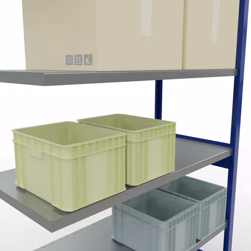 Produktbild Nr 13 des Artikels Anbauregal, Fachbodenregal Stecksystem MULTIplus250, 2500 x 1300 x 600 mm (HxBxT), 6 Fachböden, Längenriegel, RAL 5010 enzianblau/verzinkt Abbildung Nr 13 des Artikels Anbauregal, Fachbodenregal Stecksystem MULTIplus250, 2500 x 1300 x 600 mm (HxBxT), 6 Fachböden, Längenriegel, RAL 5010 enzianblau/verzinkt aus der Produktgruppe Stecksystem von der Marke Schulte Lagertechnik