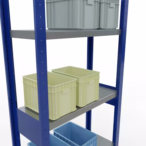 Abbildung Nr 14 des Artikels Grundregal, Fachbodenregal Stecksystem MULTIplus250, 2500 x 750 x 300 mm (HxBxT), 6 Fachböden, Längenriegel, RAL 5010 enzianblau/verzinkt/verzinkt aus der Produktgruppe Stecksystem von der Marke Schulte Lagertechnik