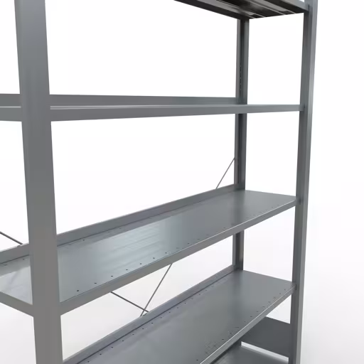 Abbildung Nr 8 des Artikels Grundregal, Büro-Fachbodenregal Stecksystem MULTIplus85, 2000 x 1300 x 300 mm (HxBxT), 6 Fachböden, Kreuzstrebe, verzinkt, mit Anschlagleiste aus der Produktgruppe Büroregale von der Marke Schulte Lagertechnik