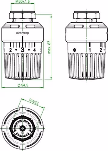 Thermostat Uni LH mit Nullstellung, weiß OVENTROP