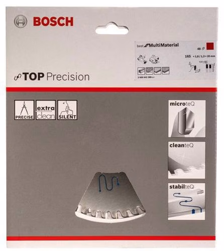 Kreissägeblatt Außen-Ø 165 mm Zähnezahl 48 HLTCG Bohrung 20 mm Schnittbreite 1,8 mm BOSCH