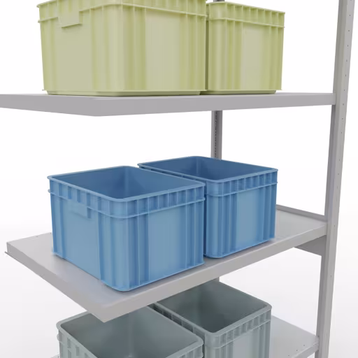 Produktbild Nr 15 des Artikels Anbauregal, Fachbodenregal Stecksystem MULTIplus330, 2500 x 1000 x 600 mm (HxBxT), 6 Fachböden, Kreuzstrebe, RAL 7035 lichtgrau Abbildung Nr 15 des Artikels Anbauregal, Fachbodenregal Stecksystem MULTIplus330, 2500 x 1000 x 600 mm (HxBxT), 6 Fachböden, Kreuzstrebe, RAL 7035 lichtgrau aus der Produktgruppe Stecksystem von der Marke Schulte Lagertechnik