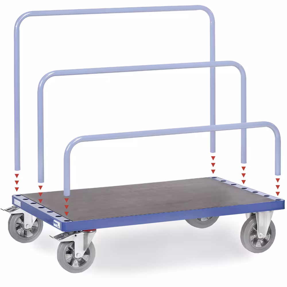 Plattenwagen 750 kg ohne Bügel Profilstahl und Stahlrohr geschweißt, pulverbeschichtet, Holzplattform Typ Ladeflächenbreite: 800 mm aus der Kategorie Plattentransport mit der Artikelnr. 4463-1