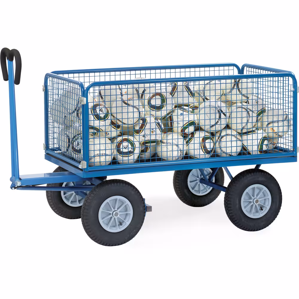 Handpritschenwagen Drahtgitter 600 mm Baukasten-System aus Profilstahl geschweißt, pulverbeschichtet RAL 5007 von der Marke Fetra aus der Kategorie Handwagen/Pritschenwagen