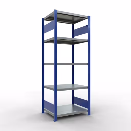 Grundregal, Fachbodenregal Stecksystem MULTIplus250, 2000 x 750 x 600 mm (HxBxT), 5 Fachböden, Längenriegel, RAL 5010 enzianblau/verzinkt/verzinkt von der Marke Schulte Lagertechnik Grundregal, Fachbodenregal Stecksystem MULTIplus250, 2000 x 750 x 600 mm (HxBxT), 5 Fachböden, Längenriegel, RAL 5010 enzianblau/verzinkt/verzinkt aus der Kategorie Grundregal mit der Artikelnummer 12960-75-LR-B