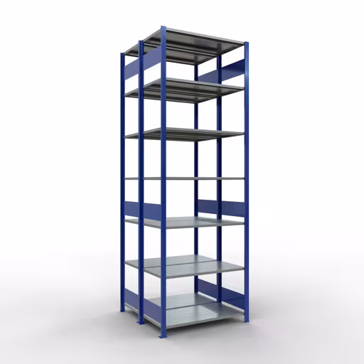 Grundregal, Doppelregal, Fachbodenregal Stecksystem MULTIplus150, 3000 x 1000 x (2x500) mm (HxBxT), 2x7 Fachböden, Längenriegel, RAL 5010 enzianblau von der Marke Schulte Lagertechnik Grundregal, Doppelregal, Fachbodenregal Stecksystem MULTIplus150, 3000 x 1000 x (2x500) mm (HxBxT), 2x7 Fachböden, Längenriegel, RAL 5010 enzianblau aus der Kategorie Doppelregale mit der Artikelnummer 33152-B