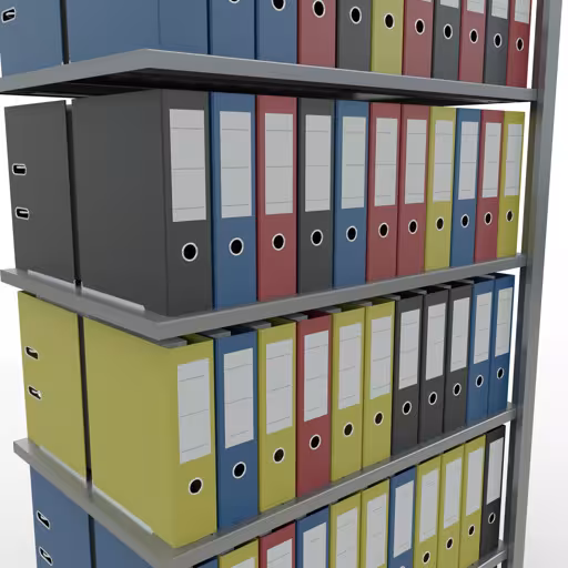 Zusatzbild des Artikels Anbauregal, Büro-Fachbodenregal Stecksystem MULTIplus150, 2300 x 1000 x 600 mm (HxBxT), 7 Fachböden, Längenriegel, verzinkt, ohne Mittelanschlag aus Stecksystem