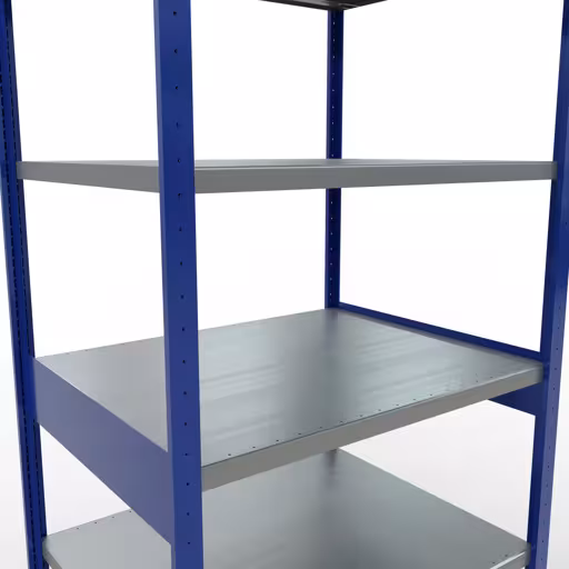 Grundregal, Fachbodenregal Stecksystem MULTIplus250, 2500 x 1000 x 800 mm (HxBxT), 6 Fachböden, Längenriegel, RAL 5010 enzianblau/verzinkt aus der Kategorie Grundregal mit der GTIN 4004514284143 Grundregal, Fachbodenregal Stecksystem MULTIplus250, 2500 x 1000 x 800 mm (HxBxT), 6 Fachböden, Längenriegel, RAL 5010 enzianblau/verzinkt von der Marke Schulte Lagertechnik aus der Produktreihe Stecksystem