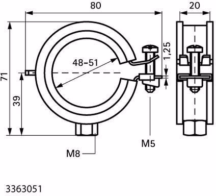 Rohrschelle KSB1 Gewinde M 8, einteilig 48-51 mm, 1 1/2Z WALRAVEN
