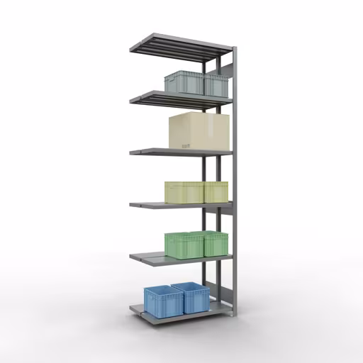 Anbauregal, Doppelregal, Fachbodenregal Stecksystem MULTIplus250, 3000 x 1000 x (2x300) mm (HxBxT), 2x7 Fachböden, Längenriegel, verzinkt mit der Artikelnr. 17937 Anbauregal, Doppelregal, Fachbodenregal Stecksystem MULTIplus250, 3000 x 1000 x (2x300) mm (HxBxT), 2x7 Fachböden, Längenriegel, verzinkt von Schulte Lagertechnik aus der Kategorie Fachbodenregale