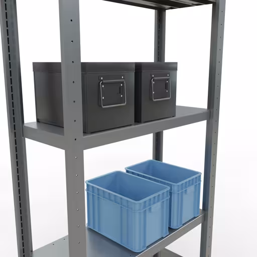 Abbildung Nr 13 des Artikels Grundregal, Fachbodenregal Stecksystem MULTIplus250, 2000 x 750 x 300 mm (HxBxT), 5 Fachböden, Längenriegel, verzinkt aus der Produktgruppe Stecksystem von der Marke Schulte Lagertechnik