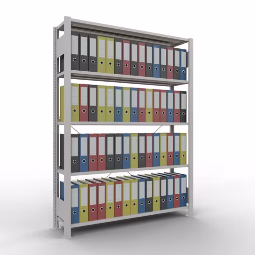 Abbildung Nr 11 des Artikels Grundregal, Büro-Fachbodenregal Stecksystem MULTIplus85, 1800 x 1300 x 300 mm (HxBxT), 5 Fachböden, Kreuzstrebe, mit Anschlagleiste, lichtgrau aus der Produktgruppe Büroregale von der Marke Schulte Lagertechnik