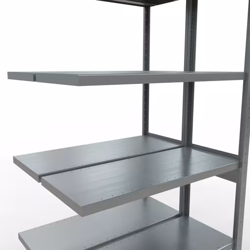 Anbauregal, Doppelregal, Fachbodenregal Stecksystem MULTIplus250, 2500 x 1000 x (2x400) mm (HxBxT), 2x6 Fachböden, Längenriegel, verzinkt mit der Artikelnr. 17946 Anbauregal, Doppelregal, Fachbodenregal Stecksystem MULTIplus250, 2500 x 1000 x (2x400) mm (HxBxT), 2x6 Fachböden, Längenriegel, verzinkt von Schulte Lagertechnik aus der Kategorie Fachbodenregale