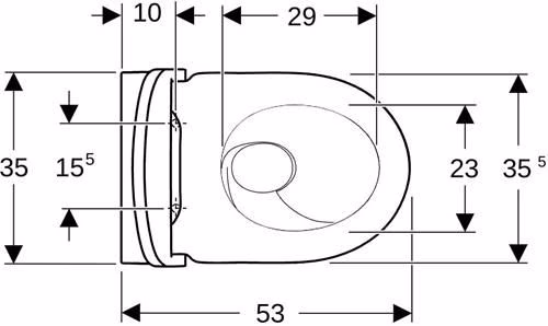 Technische Zeichnung 3983080 Geberit Acanto Set Wand-WC mit WC-Sitz, Tiefspüler TurboFlush, geschlossene Form, Tiefe: 53cm, weiß