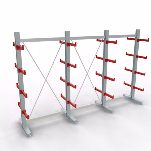 K 3000 Komplettregal, doppelseitig, 2500 x 3900 x 400 mm, RAL 7001 / RAL 3000, 5 Lagerebenen aus der Kategorie K3000 für mittelschwere Güter mit der Artikelnummer 27721