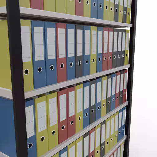Abbildung Nr 13 des Artikels Grundregal, Büro-Fachbodenregal Stecksystem MULTIplus85, 2300 x 1300 x 300 mm (HxBxT), 7 Fachböden, Kreuzstrebe, mit Anschlagleiste, schwarz/lichtgrau aus der Produktgruppe Büroregale von der Marke Schulte Lagertechnik