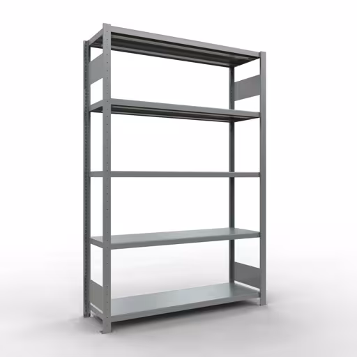 Grundregal, Fachbodenregal Stecksystem MULTIplus250, 2000 x 1300 x 400 mm (HxBxT), 5 Fachböden, Längenriegel, verzinkt aus der Kategorie Grundregal mit der Artikelnummer 12940-130-LR
